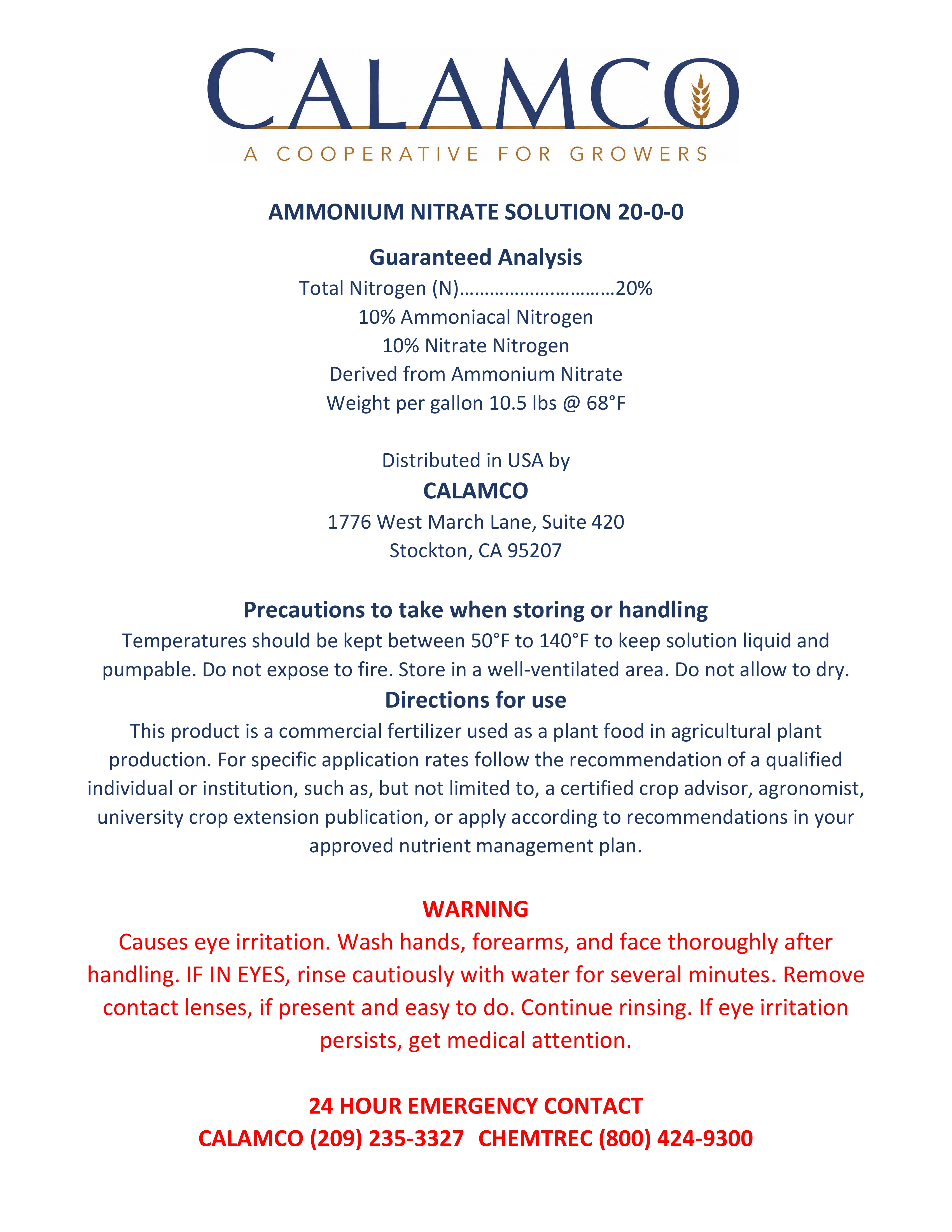 Ammonium Nitrate Solution Product Specification